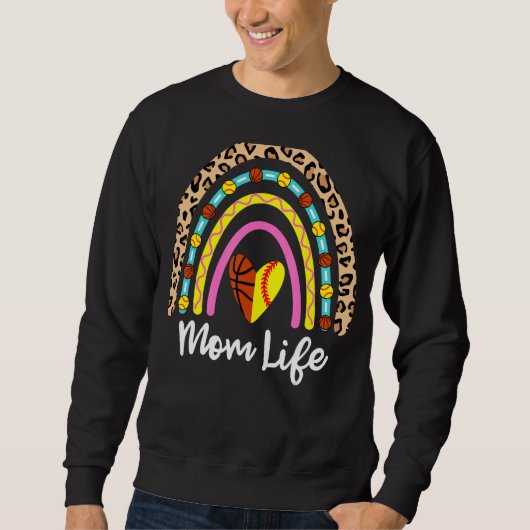 Softball Basketball mama Boho Rainbow Softball Bas Trui (Voorkant)