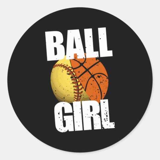 Softball Basketball Ronde Sticker (Voorkant)