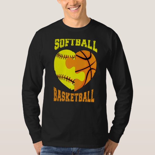 Softball Basketball Sports  Heart Activity Hobby F T-shirt (Voorkant)