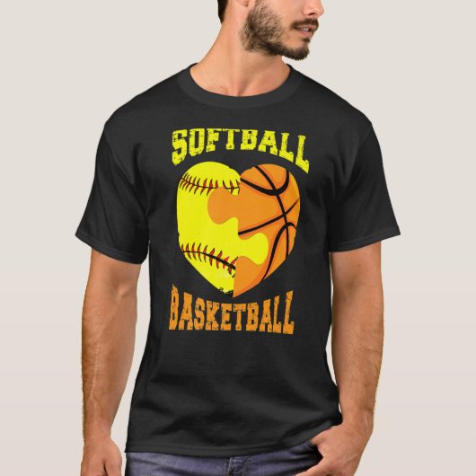 Softball Basketball Sports  Heart Activity Hobby F T-shirt (Voorkant)