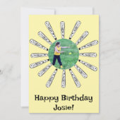 Softball Bat Flower Happy Birthday Invitation Kaart (Voorkant)