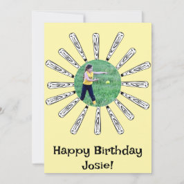 Softball Bat Flower Happy Birthday Invitation Kaart