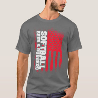 Softball Beer en Burgers US-vlaggenproduct T-shirt