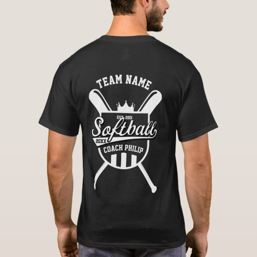 Softball beste coach dank u team speler cadeau t-shirt (Achterkant)