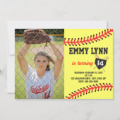 Softball Birthday Foto Kaart (Voorkant)