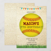 Softball Birthday Invitation Kaart (Voorkant / Achterkant)