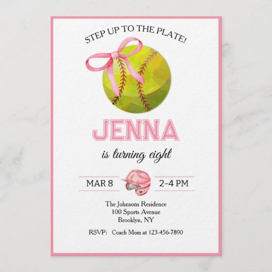 Softball Birthday Kaart (Voorkant)