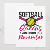 Softball Birthday November Vrouwen Meisjes Feestdagenkaart (Voorkant / Achterkant)