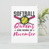 Softball Birthday November Vrouwen Meisjes Feestdagenkaart (Staand voorkant)