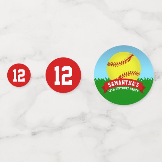 Softball Birthday Party Confetti (Voorkanten)
