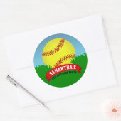 Softball Birthday Party Ronde Sticker (Envelop)