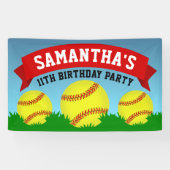 Softball Birthday Party Spandoek (Horizontaal)