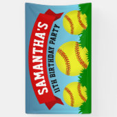Softball Birthday Party Spandoek (Verticaal)