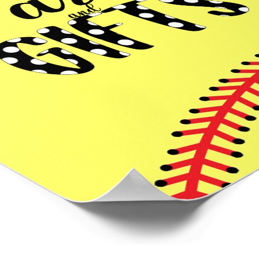 Softball Birthday Party Theme Kaarten and Gifts Si Poster (Hoek)
