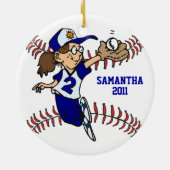 Softball Blue en White Lijst Ornament (Achterkant)