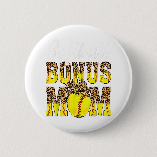 Softball Bonus Mam Game Day Vrouwen Leopard Moeder Ronde Button 5,7 Cm (Voorkant)
