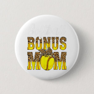 Softball Bonus Mam Game Day Vrouwen Leopard Moeder Ronde Button 5,7 Cm