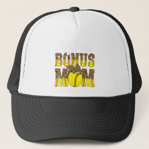 Softball Bonus Mam Game Day Vrouwen Leopard Moeder Trucker Pet