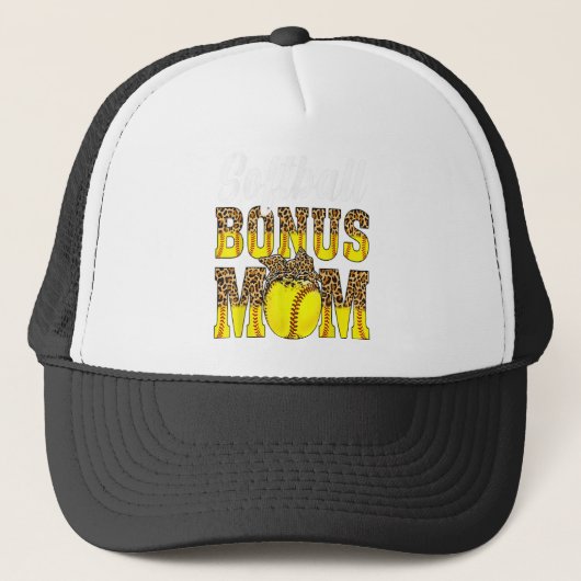 Softball Bonus Mam Game Day Vrouwen Leopard Moeder Trucker Pet (Voorkant)