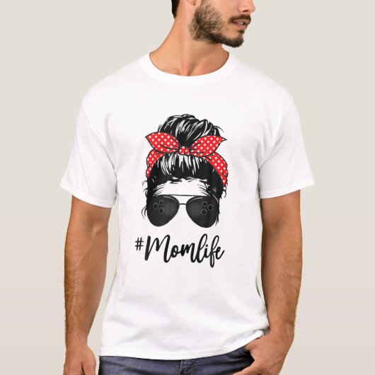 Softball Bowling Moederdag Messy Bun Bleaching T-shirt (Voorkant)
