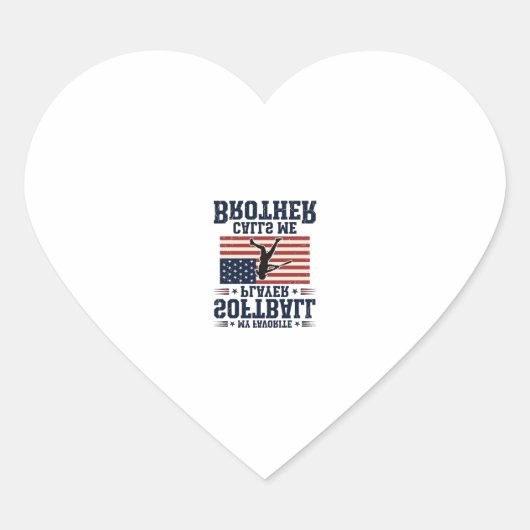 Softball Broeder Patriottisch Vintage Gravure Shir Hart Sticker (Voorkant)