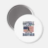 Softball Broeder Patriottisch Vintage Gravure Shir Magneet (Voorkant / Achterkant)