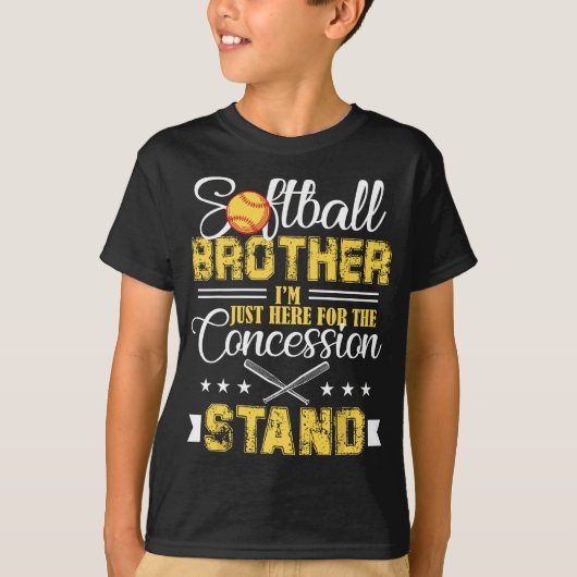 Softball Brother ik ben hier voor de concessie T-shirt (Voorkant)