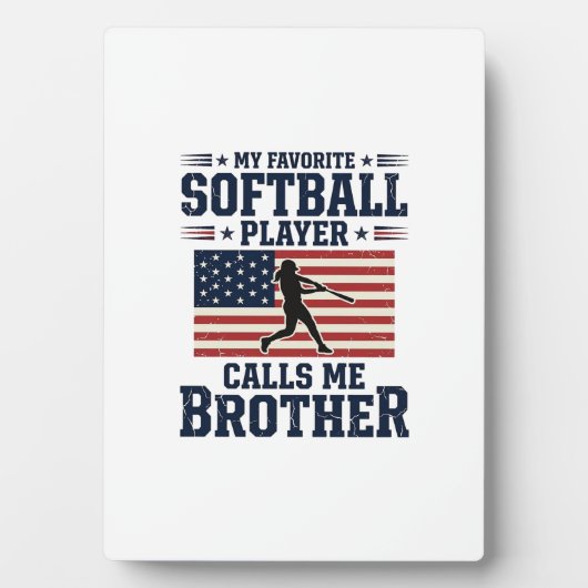Softball Brother Patriotic Vintage Engraving Shirt Fotoplaat (voorkant)