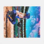 Softball Catcher and Stadium Painting Fleece Deken (Voorkant (Horizontaal))