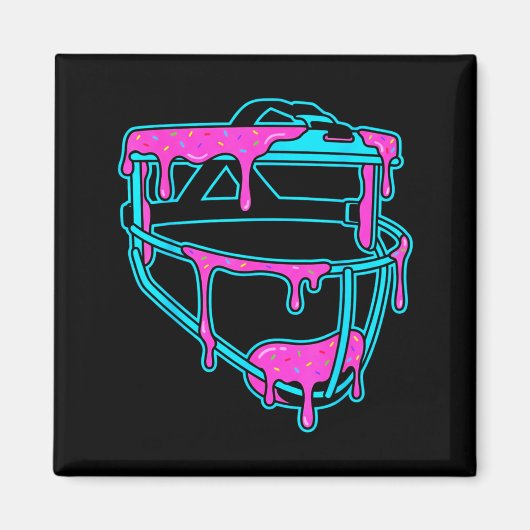 Softball Catcher Drip Ice Cream Mask Sprinkles Gam Magneet (Voorkant)