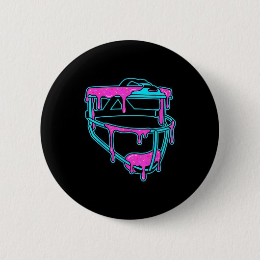Softball Catcher Drip Ice Cream Mask Sprinkles Gam Ronde Button 5,7 Cm (Voorkant)