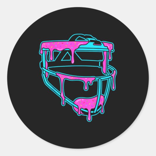 Softball Catcher Drip Ice Cream Mask Sprinkles Gam Ronde Sticker (Voorkant)