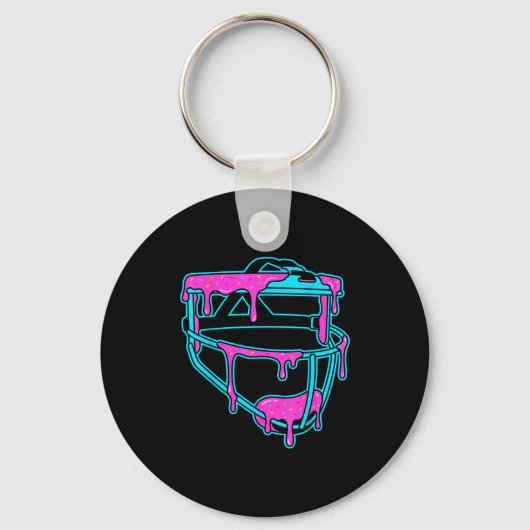 Softball Catcher Drip Ice Cream Mask Sprinkles Gam Sleutelhanger (Voorkant)
