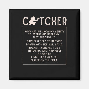 Softball Catcher Girl Funny Baseball Player Humor Magneet