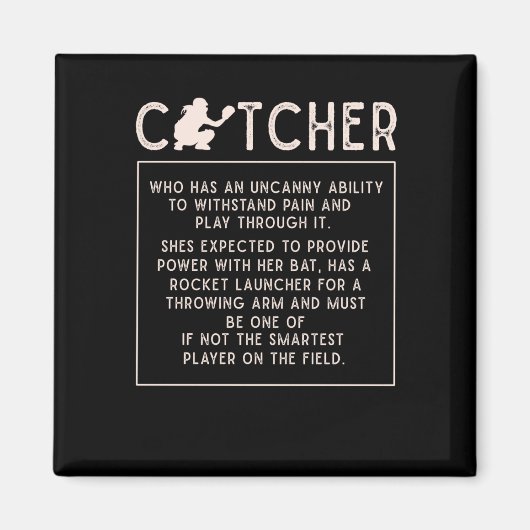 Softball Catcher Girl Funny Baseball Player Humor Magneet (Voorkant)