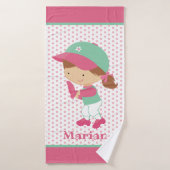 Softball Catcher Girls Kinder Aangepaste badhanddo Badhanddoek (Badhanddoek)