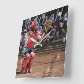 Softball Catcher Graphic Vierkante Klok (Hoek)