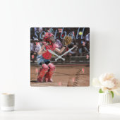 Softball Catcher Graphic Vierkante Klok (Huis)