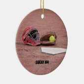 Softball Catchers Masker kerstversiering Keramisch Ornament (Rechts)