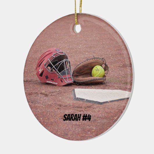 Softball Catchers Masker kerstversiering Keramisch Ornament (Links)