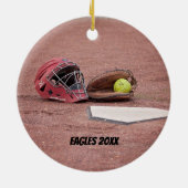 Softball Catchers Masker kerstversiering Keramisch Ornament (Achterkant)