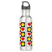 Softball Checker Pattern Softball and Hearts Sport Waterfles (Achterkant)