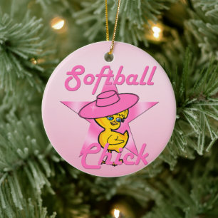 Softball Chick #8 Keramisch Ornament