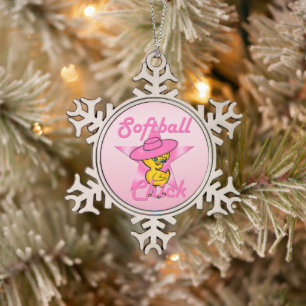 Softball Chick #8 Tin Sneeuwvlok Ornament