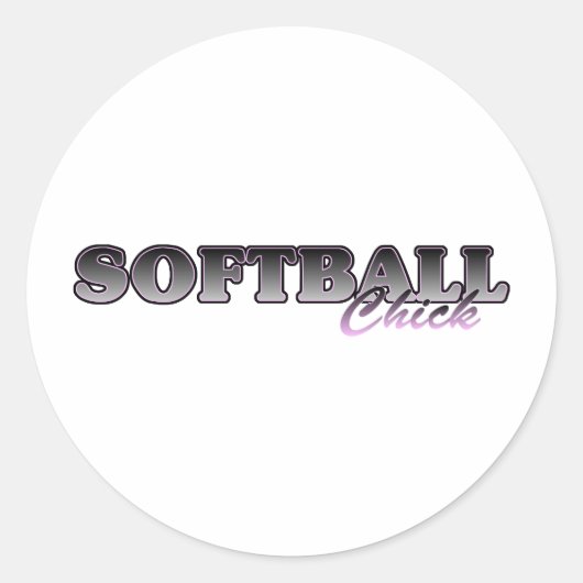 Softball Chick Ronde Sticker (Voorkant)