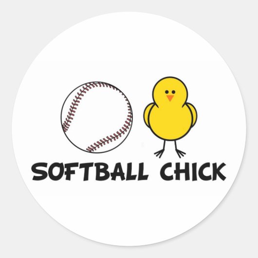 Softball Chick Ronde Sticker (Voorkant)
