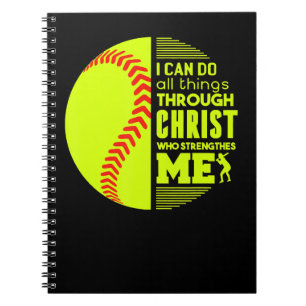 Softball Christelijke Softball Ik kan alle dingen Notitieboek