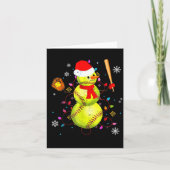 Softball Christmas Funny Softball Snowman Xmas  Kaart (Voorkant)