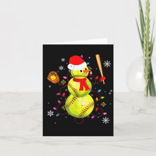 Softball Christmas Funny Softball Snowman Xmas  Kaart (Voorkant)