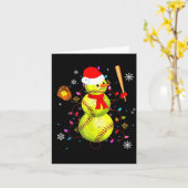 Softball Christmas Funny Softball Snowman Xmas  Kaart (Gele Bloem)